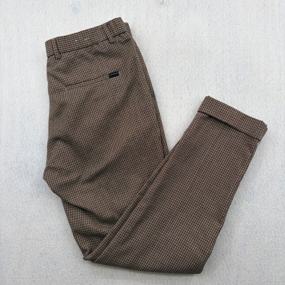 Scotch & Soda Blake Slim Fit Pleated Trousers Brown Micro Check Mens 30x32